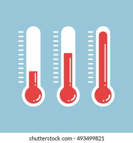 red thermometers with different levels