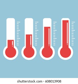 red thermometers with different levels