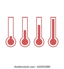 Red thermometers. Vector illustration.
