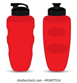 Red Thermos Mugs set of Front and Side view isolated on white background.