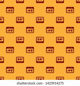 Red Thermostat icon isolated seamless pattern on brown background. Temperature control. Vector Illustration