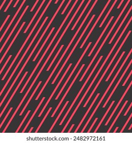 Red thin contrast lines seamless pattern. Simple abstract geometric, optical illusion. Pattern of black lines template for brochure, flyer on dark background. Abstract illusion illustration