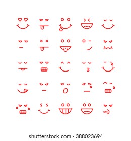 Red Thin Line Emoji Icons Concept Stock Vector (Royalty Free) 388023694 ...