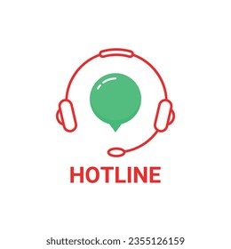 red thin line hotline icon. concept of internet advice, crm, feedback contact, secretary, client care, callback, experience. flat outline style trend modern graphic logotype design on white background