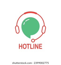 red thin line hotline icon. concept of internet advice, crm, feedback contact, secretary, client care, callback, experience. flat outline style trend modern graphic logotype design on white background