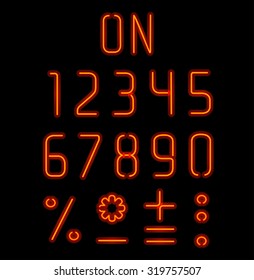 Red thin neon font