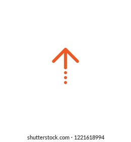 red thin rounded arrow up icon. Isolated on white. Upload icon.  Upgrade sign. North pointing arrow.