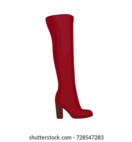 Red Thing high boots on a white background. Shoes vector 