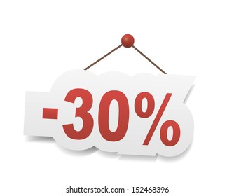 Red thirty percent off. Discount 30%