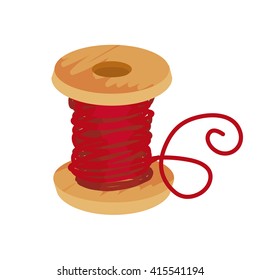 red thread and bobbin vector illustration.  isolated spool and string for clothing repair. Reel with thread.