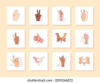 red thread of fate icons set