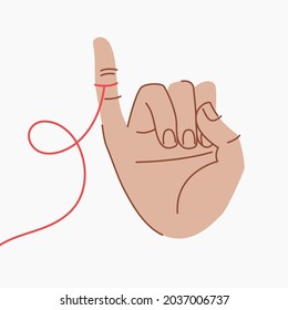 Red thread of fate on little finger. Red string of fate connects with someone. Soulmate bond