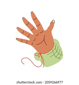 red thread in hand flat icon
