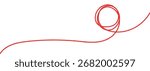 Red thread isolates on a white background. Red silk thread looped in a circle form, symbolizing vector thread of fate in tradition. .Line of red yarn, long red thread