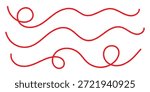 Red thread isolates on a white background. Red thread looped in a circle form, symbolizing vector. Line of red yarn, long red thread .Vector illustration.