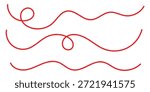 Red thread isolates on a white background. red thread looped in a circle form, symbolizing vector. 