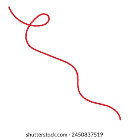 Red thread isolates on a white background. 