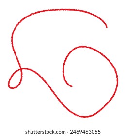 Red thread isolates on a white background. Red silk thread looped in a circle form, symbolizing vector thread of fate in chinese tradition. .Line of red yarn, long red thread. 11:11