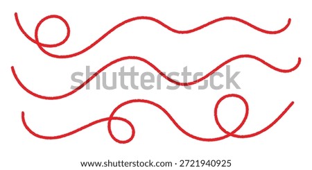 Red thread isolates on a white background. Red thread looped in a circle form, symbolizing vector. Line of red yarn, long red thread .Vector illustration.