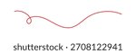 Red thread looped in a swirl line, symbolizing vector. Red thread isolates on a white background. Minimal Thread Swirl Line. line of red yarn, long red thread