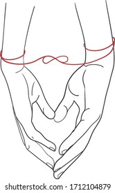 red thread mascot, infinity symbol, linear graphics, line art vector illustration