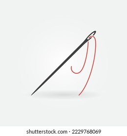 Red Thread and Needle vector creative icon - Needlework concept symbol