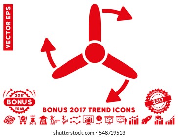 Red Three Bladed Screw Rotation pictograph with bonus 2017 trend symbols. Vector illustration style is flat iconic symbols, white background.