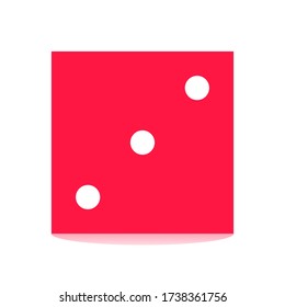 Red Three Dice for Playing Cards with White Background