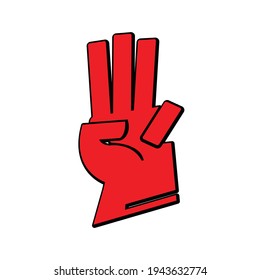 red three finger salute hand  - vector