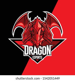 Red Three Headed Dragon Esports Logo Template