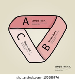 red three steps progression ribbon / cartoon infographics style, hand drawn vector and illustration. Can be used for workflow layout, diagram, number options, step up options and infographics. 
