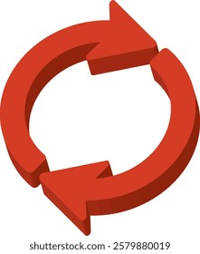red three-dimensional circulation arrow cycle icon illustration