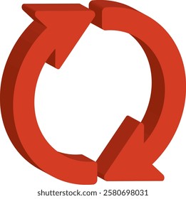 red three-dimensional circulation arrow cycle icon illustration