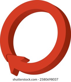 red three-dimensional circulation arrow cycle icon illustration