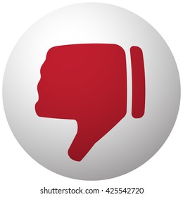 Red Thumb Down icon on white ball