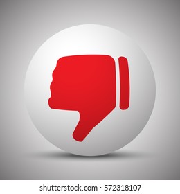Red Thumb Down icon on white sphere