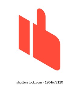 Red thumb up icon. Isometric of red thumb up vector icon for web design isolated on white background