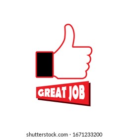 red thumb mark for a good work icon or symbol