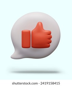 Red thumb up speech bubble. Sign of agreement, confirmation, recognition