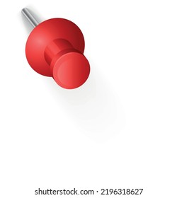 Red Thumb Tack. Realistic Push Pin Mockup