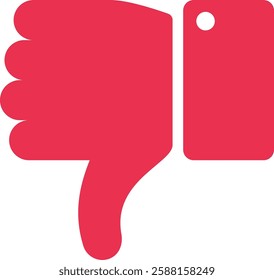 Red thumbs down sign representing disapproval, negative feedback, or dislike, commonly used in social media and online platforms for expressing negative sentiment