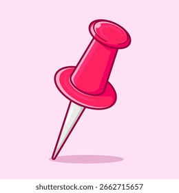 Ícone Plano Vermelho de Tachado. Ilustração estilo desenho animado isolado no fundo rosa.