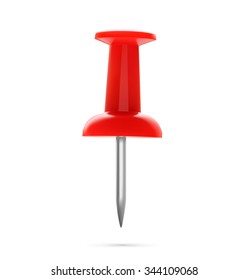 Red thumbtack isolated on white background. Vector illustration