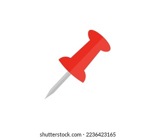 Red thumbtack, map and pushpin, pin logo design. Map tacks magnified, Push pin icon. Appointments and meeting reminders vector design and illustration.