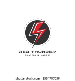 Red Thunder Bold Logo Icon On The White Background