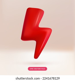 roter Donner, 3d. süßer Cartoon-Stiel. 3D-Cartoon-Symbol.