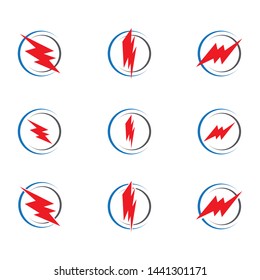 red Thunder and Bolt Lighting icon vector