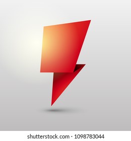 red thunder icon origami style