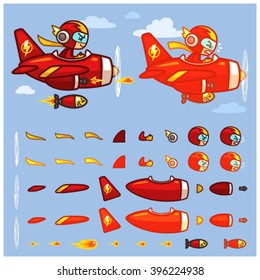 Red Thunder Plane Game Sprites
Red Thunder Plane game sprites for side scrolling action adventure endless runner 2D mobile game.