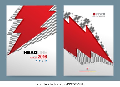 Red Thunderbolt Cover design template. Vector illustration. Use for annual report brochure flyer, Leaflet presentation background, layout in A4 size